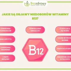 Niedobór witaminy B12 objawy psychiczne: zaburzenia hormonalne, brak apetytu, trawienne, biegunki, nieregularne miesiączki, problemy skórne, sercowe, czuciowe.