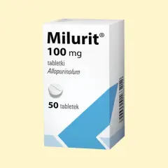 Opakowanie leku Milurit 100 mg, zawierające 50 tabletek z allopurynolem.