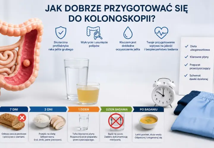 Przygotowanie do kolonoskopii: dieta, płyny, preparat. Badanie trwa krótko, a jego jakość zależy od Ciebie.