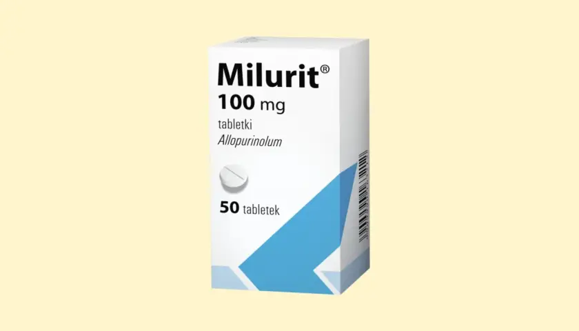 Opakowanie leku Milurit 100 mg, zawierające 50 tabletek z allopurynolem.