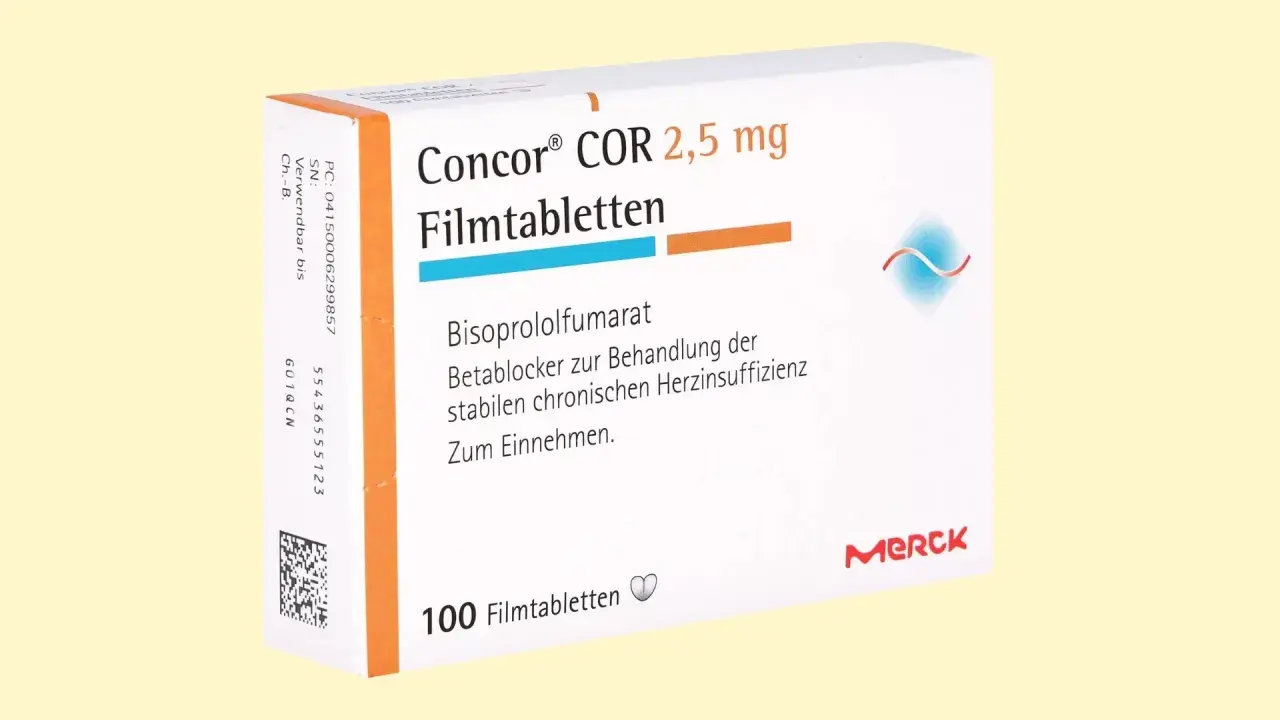 Opakowanie leku Concor COR 2,5 mg, zawierające 100 tabletek powlekanych, stosowanych w leczeniu przewlekłej niewydolności serca.