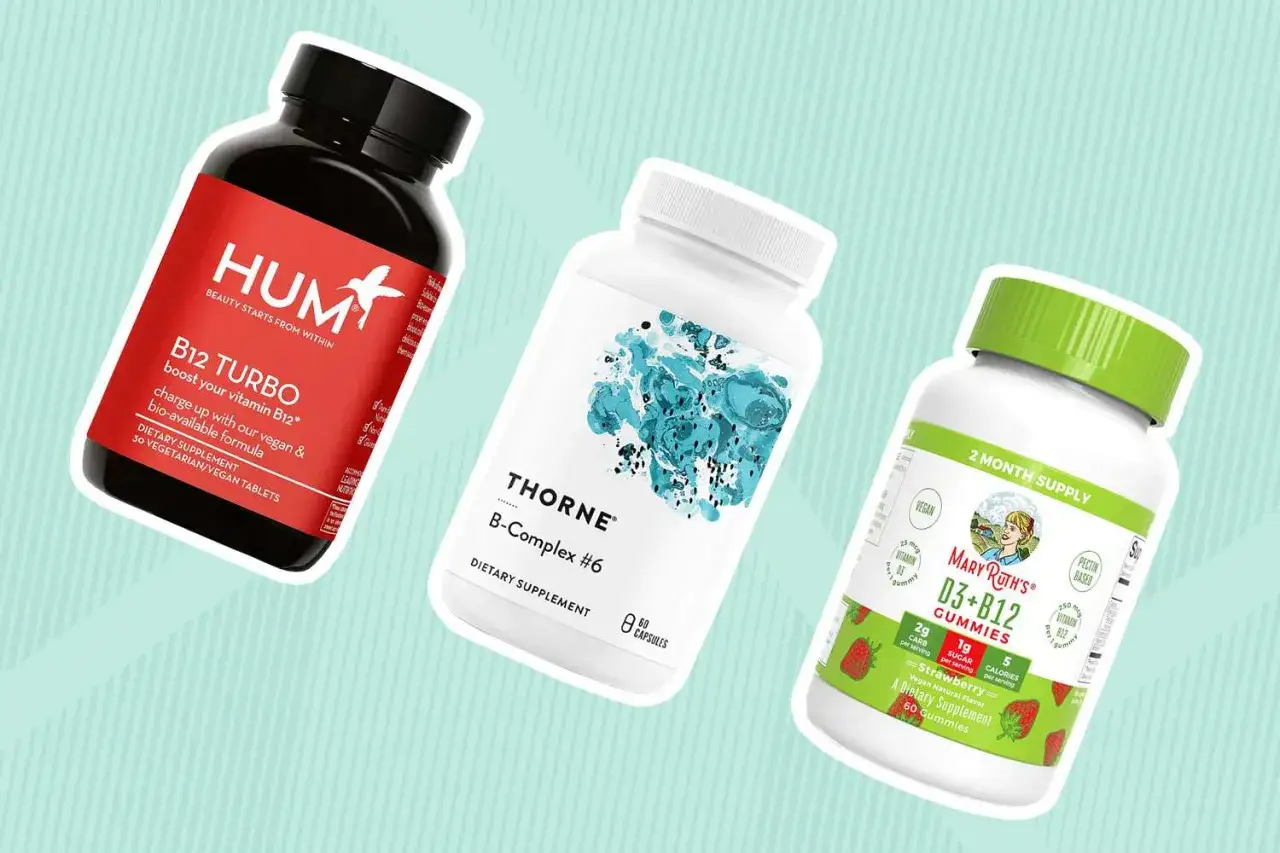 Trzy suplementy diety: HUM B12 TURBO, Thorne B-Complex #6 i Mary Ruth's D3+B12 Gummies. Która witamina B12 najlepsza?